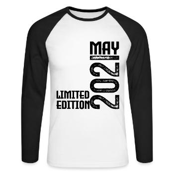 Cadeau may 2021. anniversary may 2021. Mai 2021. - T-shirt baseball manches longues Homme - blanc/noir - Devant - Nik (191cm)