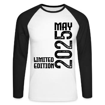 Cadeau may 2025. anniversary may 2025. Mai 2025. - T-shirt baseball manches longues Homme - blanc/noir - Devant - Nik (191cm)