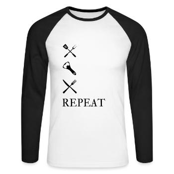 Das perfekte Grill-Outfit für echte Griller-Kerle - Unisex Baseballshirt langarm - Weiß/Schwarz - Vorne - Nik (191cm)