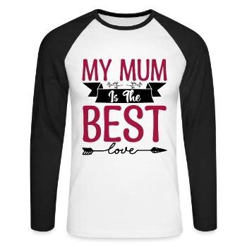 Ma mère est la meilleure. maman trop geniale. - T-shirt baseball manches longues Homme - blanc/noir - Devant - Nik (191cm)