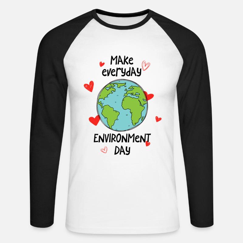 Make everyday environment day - Unisex Baseballshirt langarm - Weiß/Schwarz