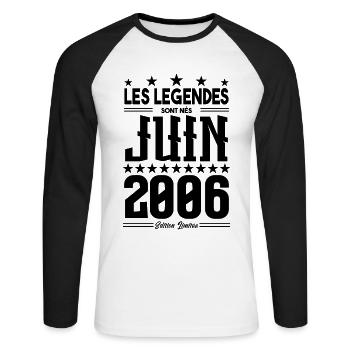 cadeau d'anniversaire juin 2006. Cadeau Juin 2006. - T-shirt baseball manches longues Homme - blanc/noir - Devant - Nik (191cm)