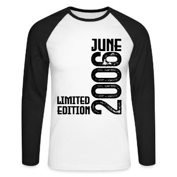Cadeau juin 2006 anniversaire Juin 2006. juin 2006 - T-shirt baseball manches longues Homme - blanc/noir - Devant - Nik (191cm)