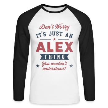 C’est un truc d’Alex - T-shirt baseball manches longues Homme - blanc/noir - Devant - Nik (191cm)