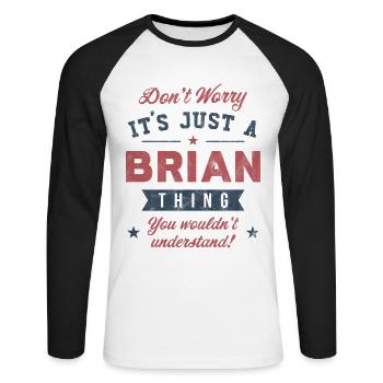 C’est un truc de Brian - T-shirt baseball manches longues Homme - blanc/noir - Devant - Nik (191cm)