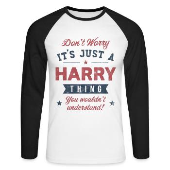 C’est un truc Harry - T-shirt baseball manches longues Homme - blanc/noir - Devant - Nik (191cm)