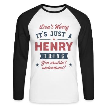 Its a Henry thing - Unisex Long Sleeve Baseball T-Shirt - white/black - Front - Nik (191cm)