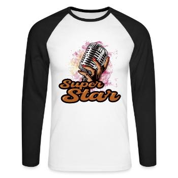 Stehen Sie Im Mittelpunkt Mit Unserem Super - Unisex Baseballshirt langarm - Weiß/Schwarz - Vorne - Nik (191cm)