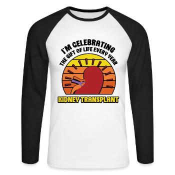 Celebrating the Gift of Life Kidney Transplant - Unisex Baseballshirt langarm - Weiß/Schwarz - Vorne - Nik (191cm)