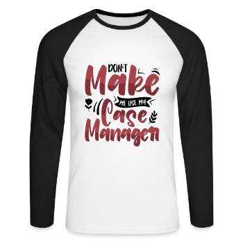 Birth Worker - Unisex Baseballshirt langarm - Weiß/Schwarz - Vorne - Nik (191cm)