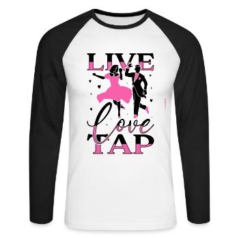 Danseur de claquettes Chaussures de danse à claquettes Instructeur de danse à claquettes - T-shirt baseball manches longues Homme - blanc/noir - Devant - Nik (191cm)