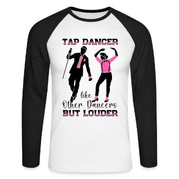 Danseur de claquettes Chaussures de danse à claquettes Instructeur de danse à claquettes - T-shirt baseball manches longues Homme - blanc/noir - Devant - Nik (191cm)