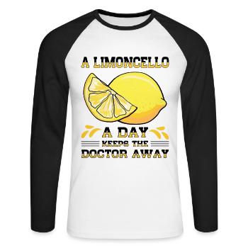 Amateur de limoncello italien - T-shirt baseball manches longues Homme - blanc/noir - Devant - Nik (191cm)