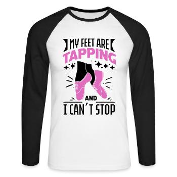 Danseur de claquettes Chaussures de danse à claquettes Instructeur de danse à claquettes - T-shirt baseball manches longues Homme - blanc/noir - Devant - Nik (191cm)