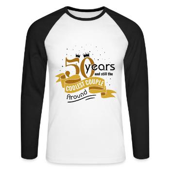 50th Wedding Anniversary Husband Wife Marriage - Unisex Long Sleeve Baseball T-Shirt - white/black - Front - Nik (191cm)