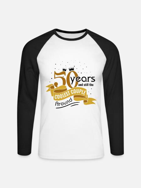 50th Wedding Anniversary Husband Wife Marriage - Unisex Long Sleeve Baseball T-Shirt - white/black