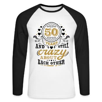 50th Wedding Anniversary Husband Wife Marriage - Unisex Long Sleeve Baseball T-Shirt - white/black - Front - Nik (191cm)