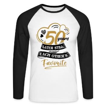 50. Anniversaire de mariage Mari Femme Relation de mariage - T-shirt baseball manches longues Homme - blanc/noir - Devant - Nik (191cm)