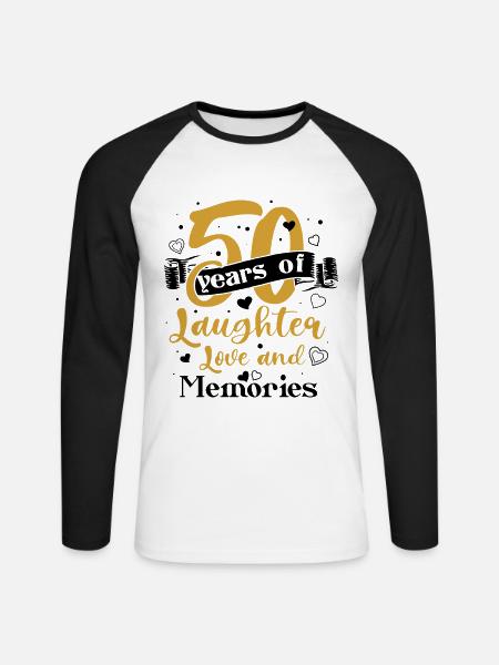 50. Wedding Anniversary Husband Wife Marriage Relationship - Unisex Long Sleeve Baseball T-Shirt - white/black
