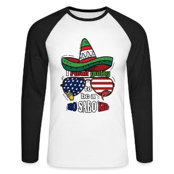 No Sabo Kid Hispanique américano-mexicain - T-shirt baseball manches longues Homme - blanc/noir - Devant - Nik (191cm)