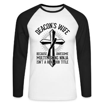 Église Diacre Religion Foi chrétienne Église - T-shirt baseball manches longues Homme - blanc/noir - Devant - Nik (191cm)