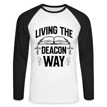 Église Diacre Religion Foi chrétienne Église - T-shirt baseball manches longues Homme - blanc/noir - Devant - Nik (191cm)