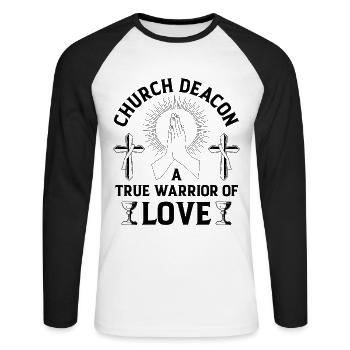 Église Diacre Religion Foi chrétienne Église - T-shirt baseball manches longues Homme - blanc/noir - Devant - Nik (191cm)