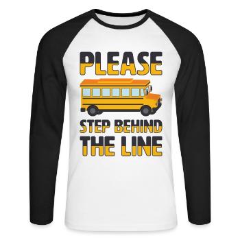 Moniteur d’autobus scolaire Transport scolaire des préposés aux autobus - T-shirt baseball manches longues Homme - blanc/noir - Devant - Nik (191cm)