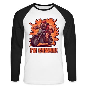 Angry biker arrives - Unisex Long Sleeve Baseball T-Shirt - white/black - Front - Nik (191cm)