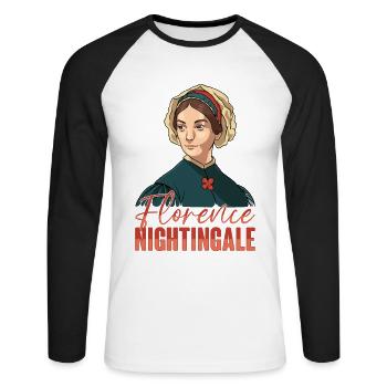 Krankenschwester Florence Nightingale Medizinische - Unisex Baseballshirt langarm - Weiß/Schwarz - Vorne - Nik (191cm)