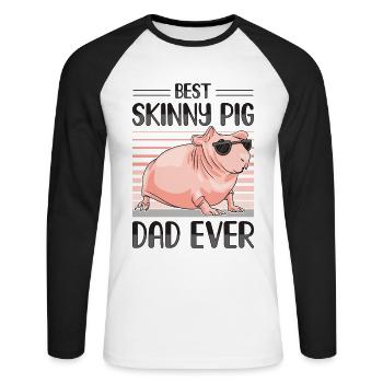 Cochon d’Inde sans poils Cochon maigre - T-shirt baseball manches longues Homme - blanc/noir - Devant - Nik (191cm)