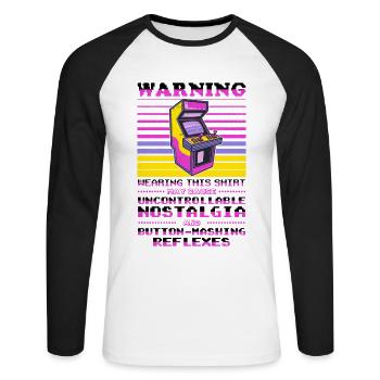 Video Players Retro Gamer Gaming Classic 80s - Unisex Long Sleeve Baseball T-Shirt - white/black - Front - Nik (191cm)