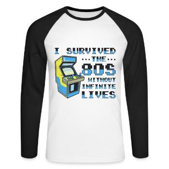 Video Players Retro Gamer Gaming Classic 80s - Unisex Long Sleeve Baseball T-Shirt - white/black - Front - Nik (191cm)