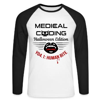 Halloween-medizin-kodierer Medizinische - Unisex Baseballshirt langarm - Weiß/Schwarz - Vorne - Nik (191cm)