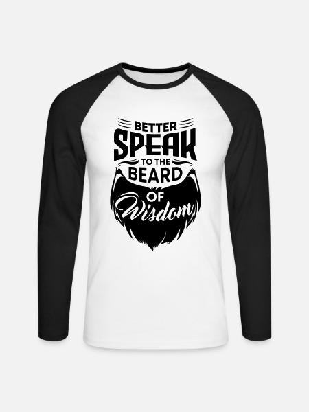 Bärtiger Kerl Gesichtsbehaarung Schnurrbart Bart - Unisex Baseballshirt langarm - Weiß/Schwarz
