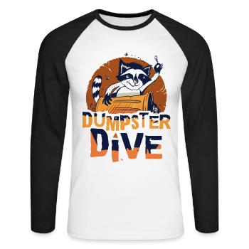 Raccoon lover garbage collecting garbage containers - Unisex Long Sleeve Baseball T-Shirt - white/black - Front - Nik (191cm)