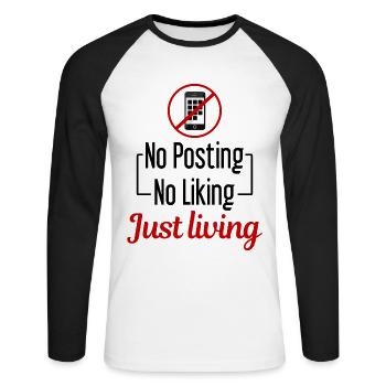 Technology pause, screen-free time, offline, - Unisex Long Sleeve Baseball T-Shirt - white/black - Front - Nik (191cm)
