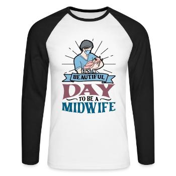 I am one of many hundred of midwives - Unisex Baseballshirt langarm - Weiß/Schwarz - Vorne - Nik (191cm)