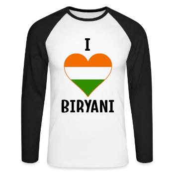 Indian food, foodies, biryani lovers, - Unisex Long Sleeve Baseball T-Shirt - white/black - Front - Nik (191cm)