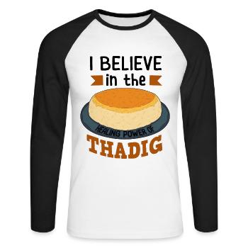 Cadeaux pour les gourmets de Thadig - T-shirt baseball manches longues Homme - blanc/noir - Devant - Nik (191cm)
