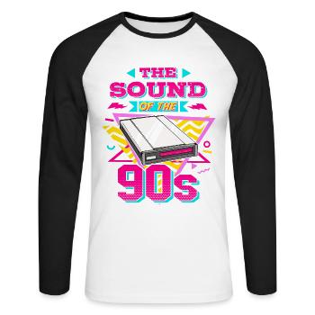 90er Nostalgie Retro 90er Einwahl Internet Vintage - Unisex Baseballshirt langarm - Weiß/Schwarz - Vorne - Nik (191cm)