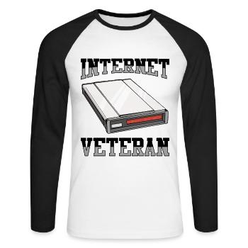 90er Jahre Nostalgie Retro 90er Jahre Dial Up - Unisex Baseballshirt langarm - Weiß/Schwarz - Vorne - Nik (191cm)