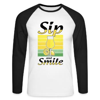 Limoncello italien Lover Liqueur de citron - T-shirt baseball manches longues Homme - blanc/noir - Devant - Nik (191cm)