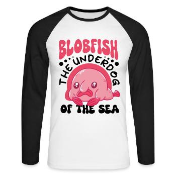 Biologiste marin Poissons d’eau profonde Blob Océan - T-shirt baseball manches longues Homme - blanc/noir - Devant - Nik (191cm)