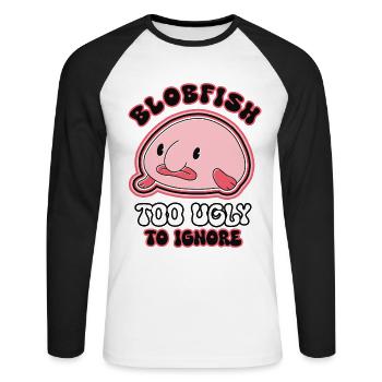 Biologiste marin Poissons d’eau profonde Blob Océan - T-shirt baseball manches longues Homme - blanc/noir - Devant - Nik (191cm)