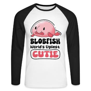 Biologiste marin Poissons d’eau profonde Blob Océan - T-shirt baseball manches longues Homme - blanc/noir - Devant - Nik (191cm)