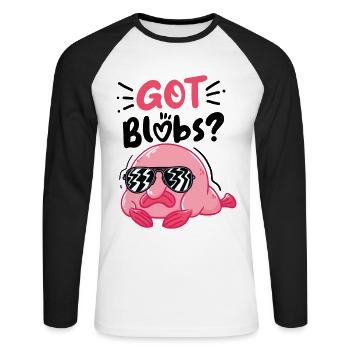Biologiste marin Poissons d’eau profonde Blob Océan - T-shirt baseball manches longues Homme - blanc/noir - Devant - Nik (191cm)