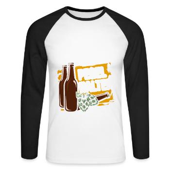 Regel #1 An Männertag: Pegel Halten Bier Trinken - Unisex Baseballshirt langarm - Weiß/Schwarz - Vorne - Nik (191cm)
