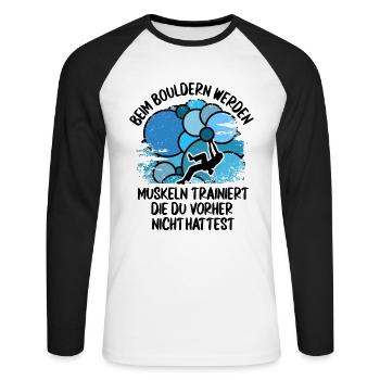 Vintage Bouldern Boulderer Klettern Kletterer - Unisex Baseballshirt langarm - Weiß/Schwarz - Vorne - Nik (191cm)