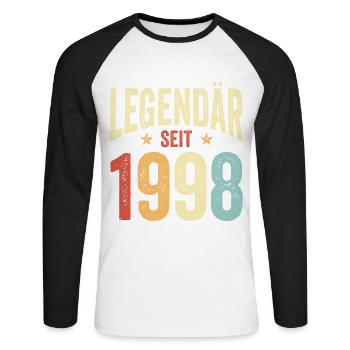 Legendär Seit 1998 Lustiger Geburtstags Spruch 199 - Unisex Baseballshirt langarm - Weiß/Schwarz - Vorne - Nik (191cm)